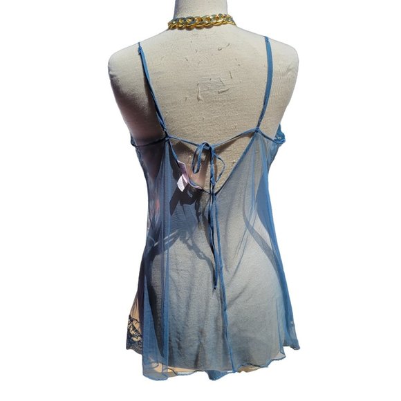 Victoria's Secret VINTAGE Womans Nightgown Mesh & Lace Nylon Beaded Babydoll L - Picture 2 of 12